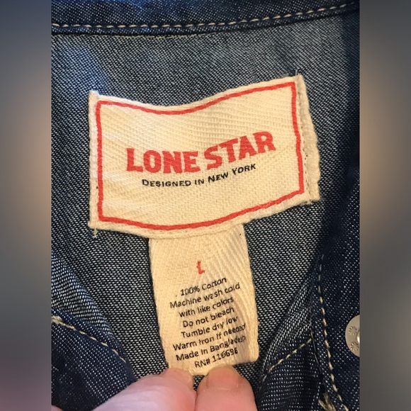 Lone Star Junior Size Large Denim Shirt/Jacket with Hidden Snap-Front Closure. - Picture 5 of 8